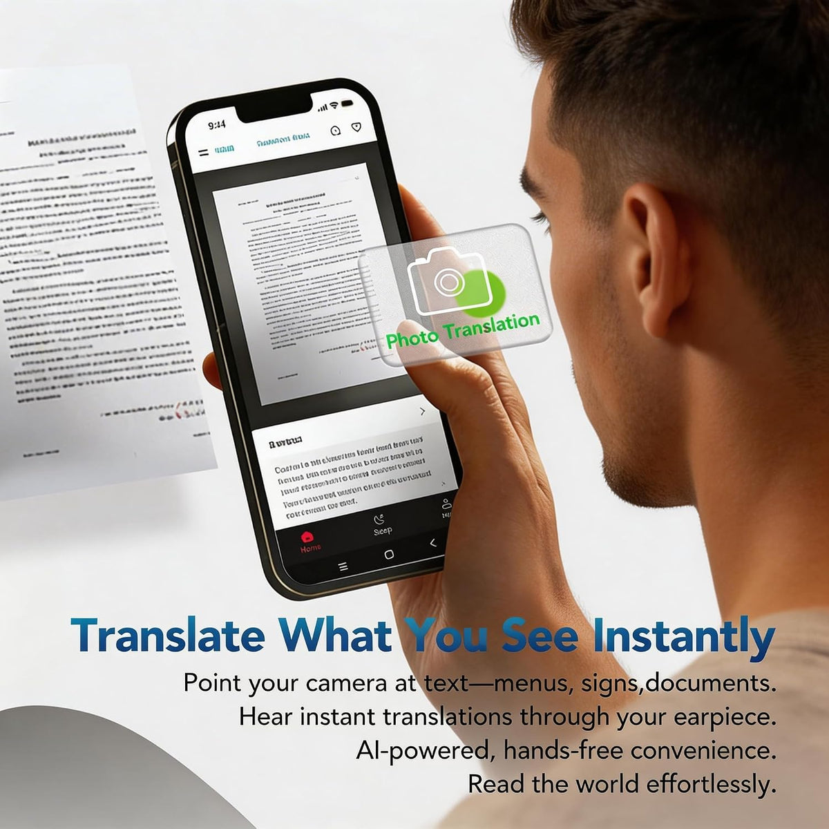 MS105 AI Translation Earbuds Real Time, 165 Language Translator Earbuds, Audifonos Traductores Inglés Español, Bluetooth 6.0 Translator Headphones for Business Travel Language Learning, Green