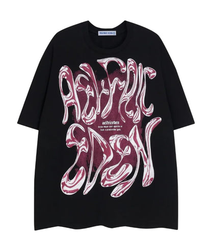 Metalic Graphic Tees Men Y2K Oversized T Shirts Women Vintage Tees Unisex Summer Tops