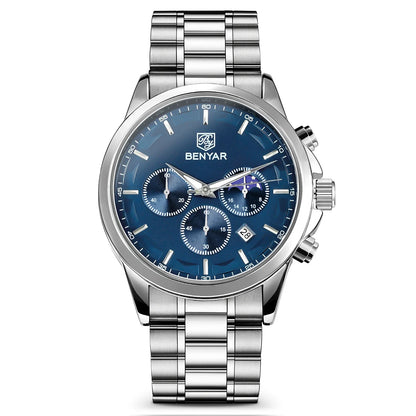 BENYAR Men'S Luxury Business Watch Tough Stainless Steel Men'S Watch Sports Waterproof Watch Workplace Men'S Gift Wrist Watch