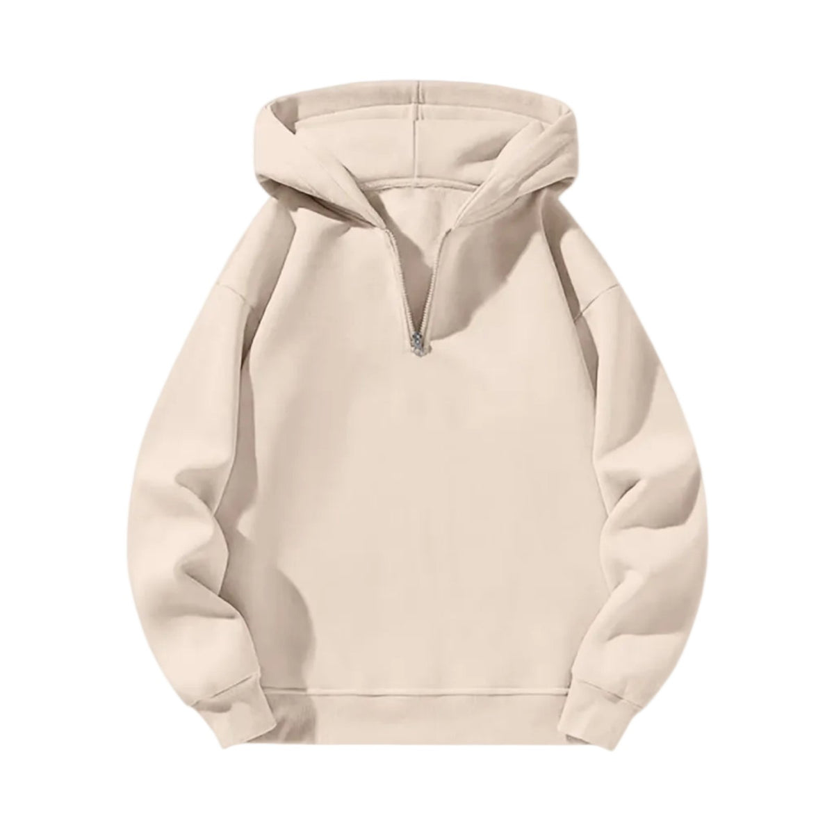 Men'S Quarter Zip Hoodies Zip up Solid Color Hoodie Long Sleeve Drop Shoulder Sweatshirt Casual Pullover Beige L