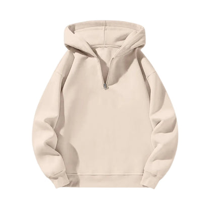Men'S Quarter Zip Hoodies Zip up Solid Color Hoodie Long Sleeve Drop Shoulder Sweatshirt Casual Pullover Beige L