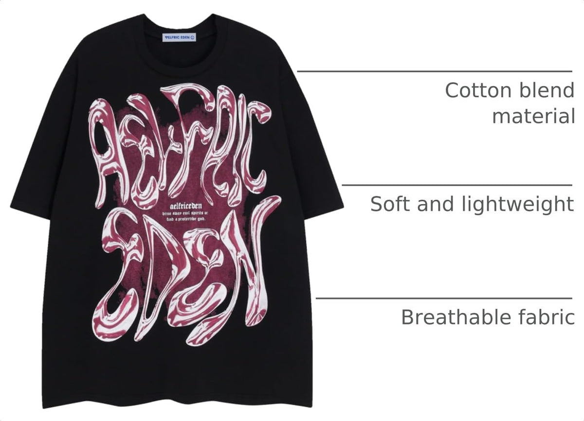 Metalic Graphic Tees Men Y2K Oversized T Shirts Women Vintage Tees Unisex Summer Tops