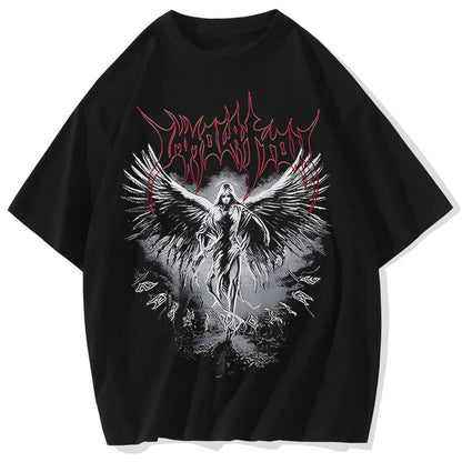 Y2K T-Shirt Gothic Punk Style Men T Shirt Clothes Harajuku Oversized Top Tee High Street Hipster Summer Streetwear Anime Clothes