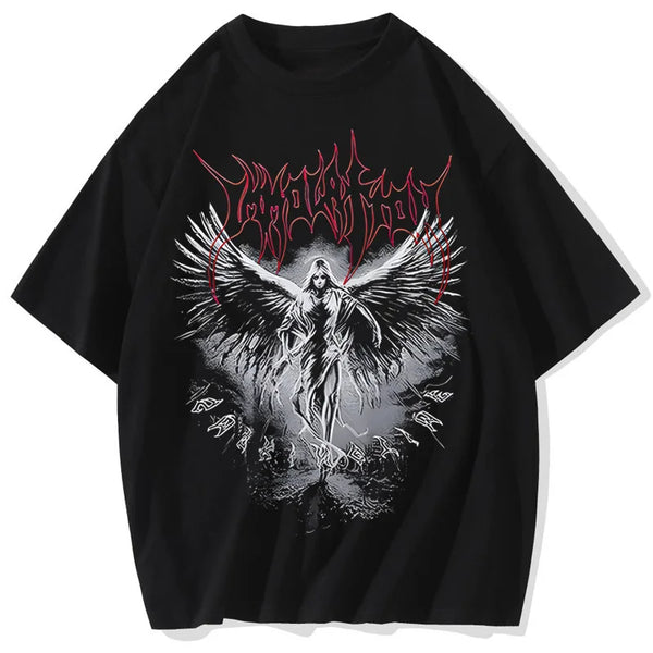 Y2K T-Shirt Gothic Punk Style Men T Shirt Clothes Harajuku Oversized Top Tee High Street Hipster Summer Streetwear Anime Clothes