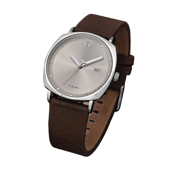 Men'S Watch Minimalist Fashion Sports Watch Calendar Leather Casual Quartz Watch
