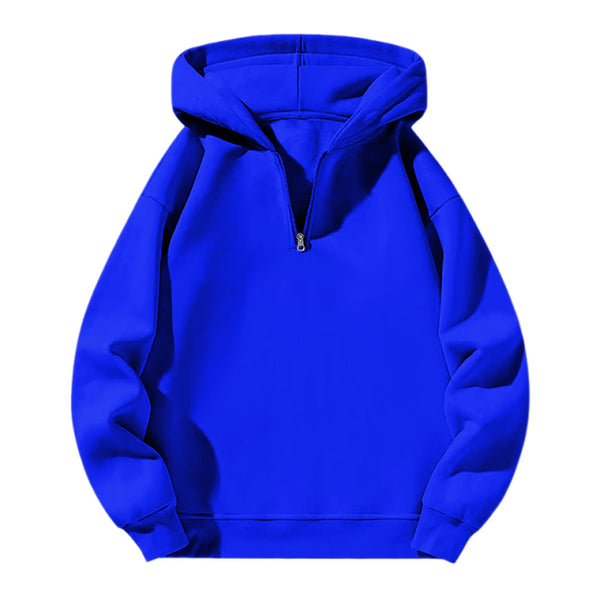 Men'S Quarter Zip Hoodies Zip up Solid Color Hoodie Long Sleeve Drop Shoulder Sweatshirt Casual Pullover Blue M