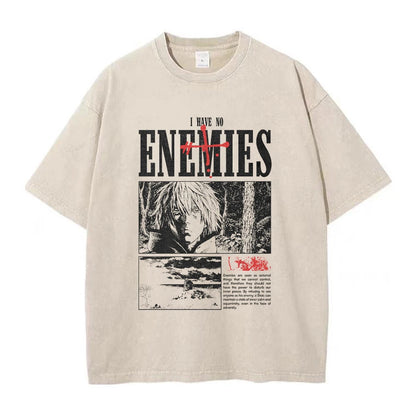 Hip Hop Men Streetwear Vintage Washed T-Shirt Anime Graphic T Shirt Men Harajuku Cotton Casual Short Sleeve Loose Vintage Tops