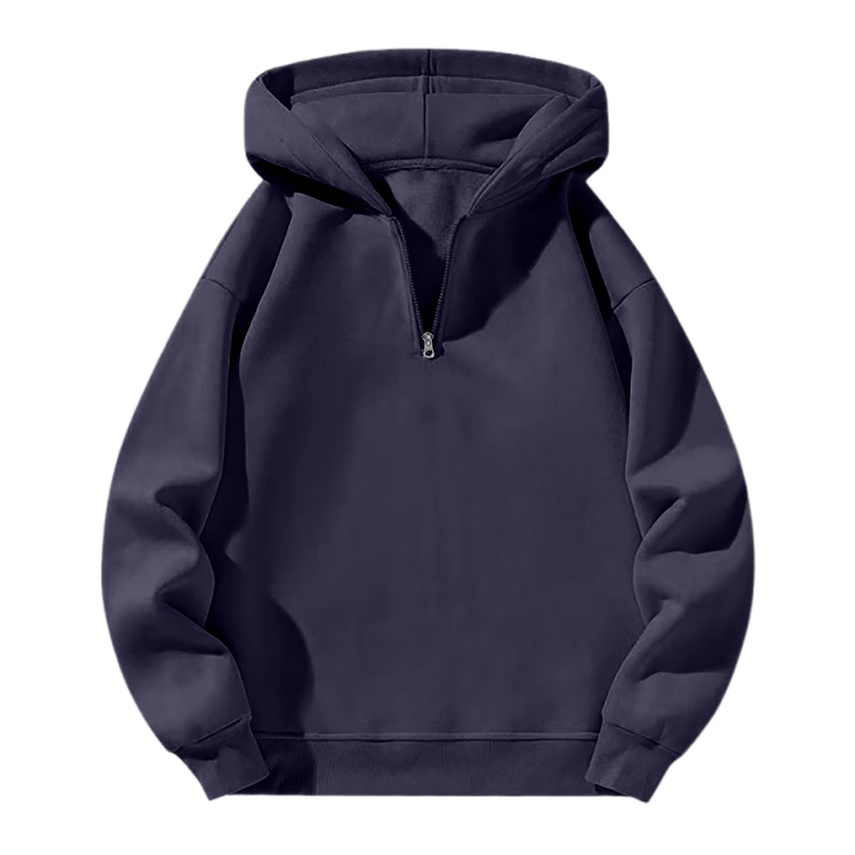 Men'S Quarter Zip Hoodies Zip up Solid Color Hoodie Long Sleeve Drop Shoulder Sweatshirt Casual Pullover Navy 2XL