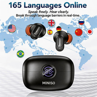 MS105 AI Translation Earbuds Real Time, 165 Language Translator Earbuds, Audifonos Traductores Inglés Español, Bluetooth 6.0 Translator Headphones for Business Travel Language Learning, Green
