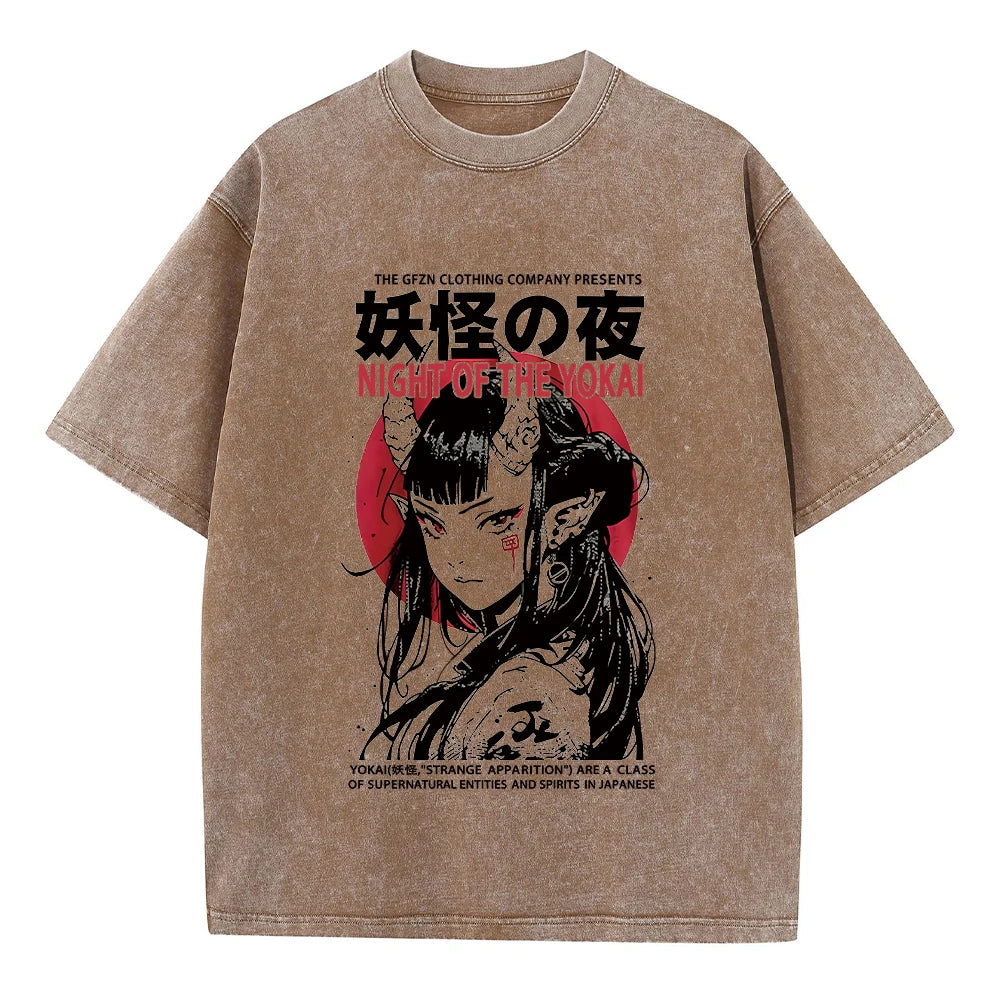 Hip Hop Men Streetwear Vintage Washed T-Shirt Anime Graphic T Shirt Men Harajuku Cotton Casual Short Sleeve Loose Vintage Tops