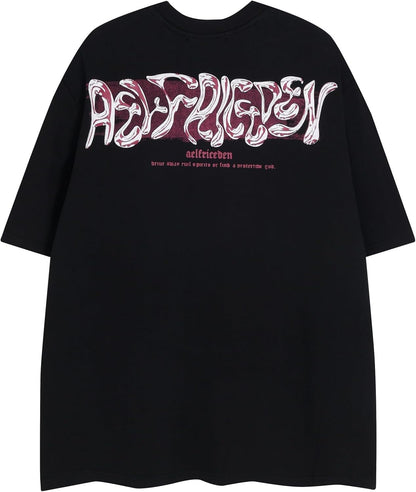 Metalic Graphic Tees Men Y2K Oversized T Shirts Women Vintage Tees Unisex Summer Tops