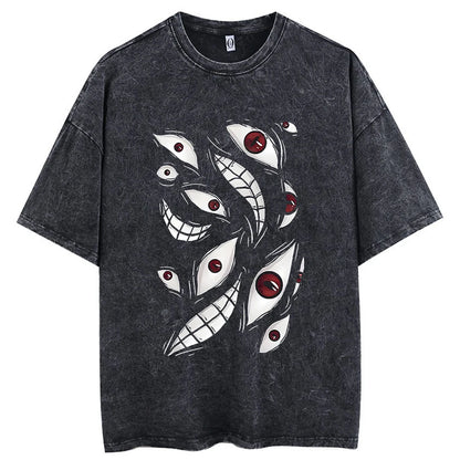 Hip Hop Men Streetwear Vintage Washed T-Shirt Anime Graphic T Shirt Men Harajuku Cotton Casual Short Sleeve Loose Vintage Tops