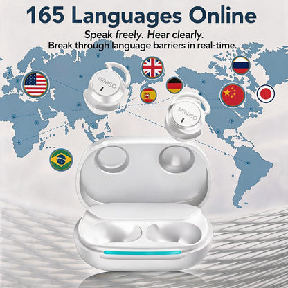 MS217 Translation Earbuds, 2026 New MS217 AI Translation Ear Buds in Real Time, Language Translator Headphones with LCD Touch Screen Audifonos Traductores Inglés Español Support 165 Languages