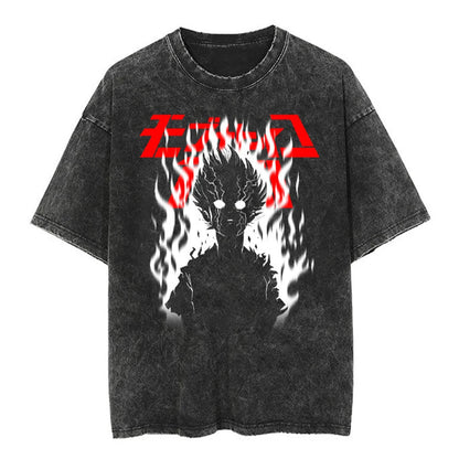 Hip Hop Men Streetwear Vintage Washed T-Shirt Anime Graphic T Shirt Men Harajuku Cotton Casual Short Sleeve Loose Vintage Tops