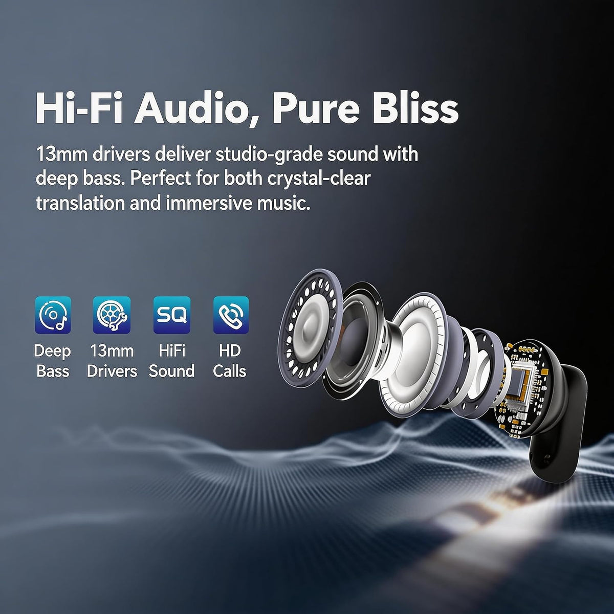 MS105 AI Translation Earbuds Real Time, 165 Language Translator Earbuds, Audifonos Traductores Inglés Español, Bluetooth 6.0 Translator Headphones for Business Travel Language Learning