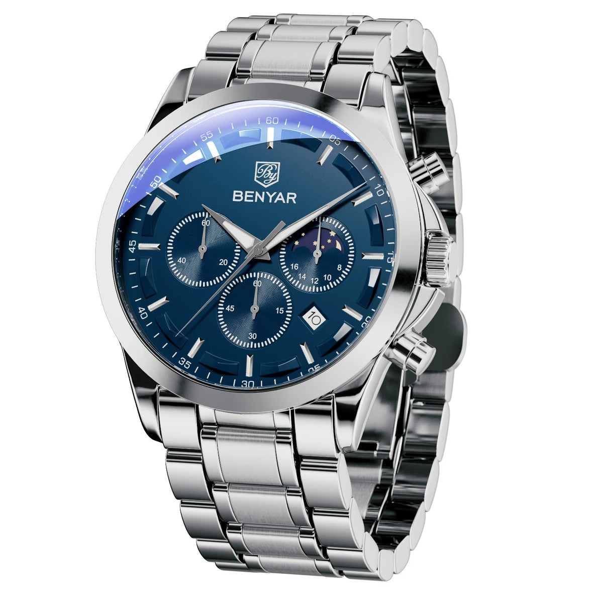 BENYAR Men'S Luxury Business Watch Tough Stainless Steel Men'S Watch Sports Waterproof Watch Workplace Men'S Gift Wrist Watch