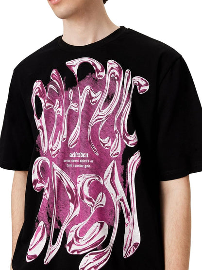 Metalic Graphic Tees Men Y2K Oversized T Shirts Women Vintage Tees Unisex Summer Tops