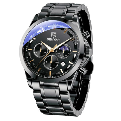 BENYAR Men'S Luxury Business Watch Tough Stainless Steel Men'S Watch Sports Waterproof Watch Workplace Men'S Gift Wrist Watch