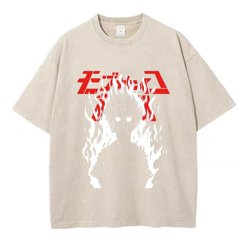 Hip Hop Men Streetwear Vintage Washed T-Shirt Anime Graphic T Shirt Men Harajuku Cotton Casual Short Sleeve Loose Vintage Tops