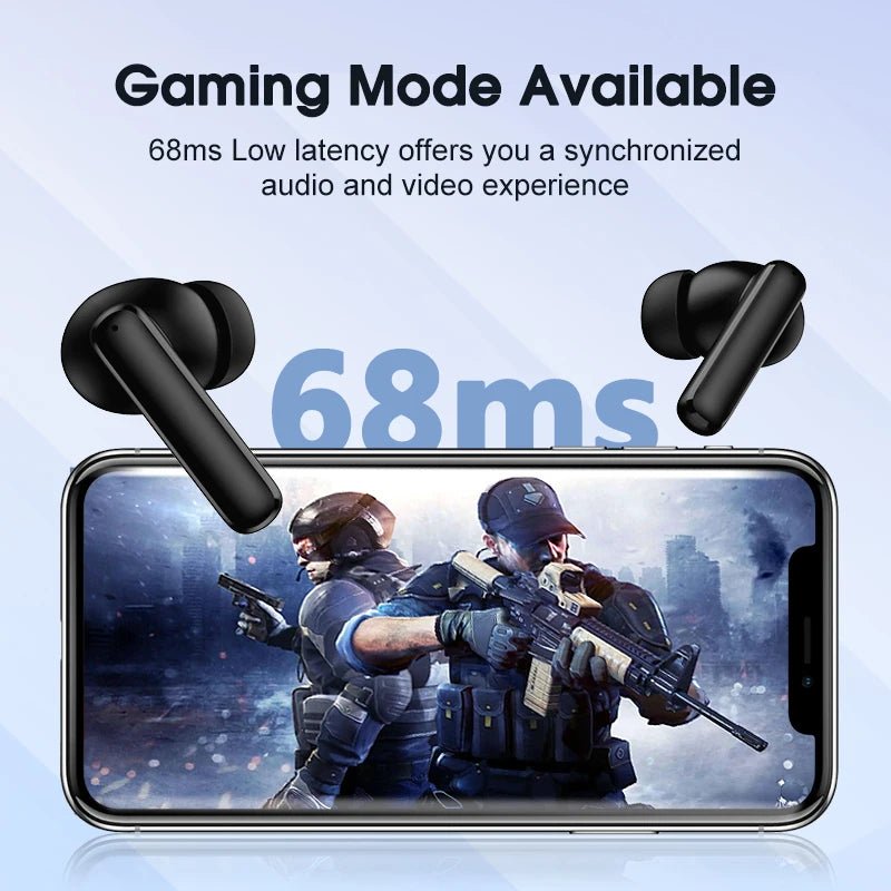 T13 ANC Wireless Earphones Bluetooth 5.3 Active Noise Cancellation Headphones 4 Mics ENC Headset In-Ear Gaming Earbuds