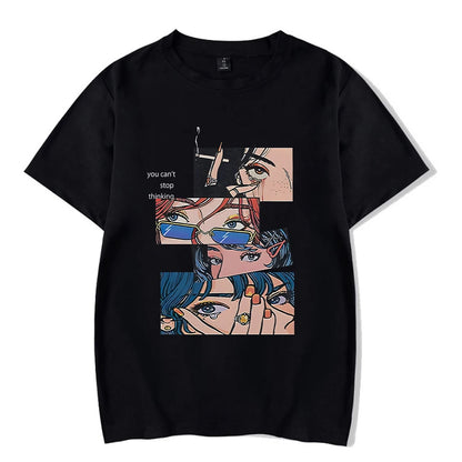 Hip Hop Men Streetwear Vintage Washed T-Shirt Anime Graphic T Shirt Men Harajuku Cotton Casual Short Sleeve Loose Vintage Tops