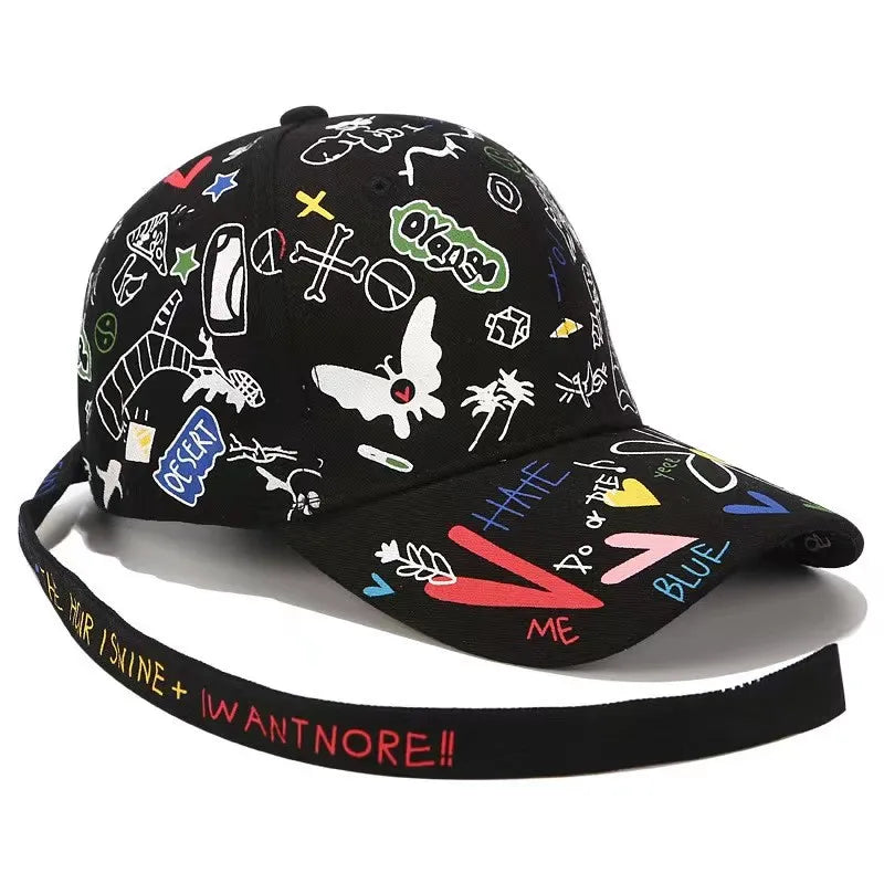 2026 New Fashion Graffiti Printing Baseball Cap Outdoor Cotton Casquatte Hat Men Women Summer Caps Adjustable Letter Cool Gorra
