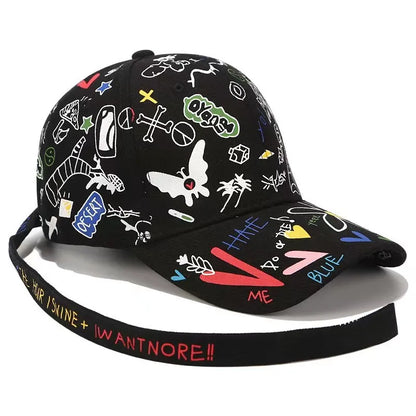 2026 New Fashion Graffiti Printing Baseball Cap Outdoor Cotton Casquatte Hat Men Women Summer Caps Adjustable Letter Cool Gorra
